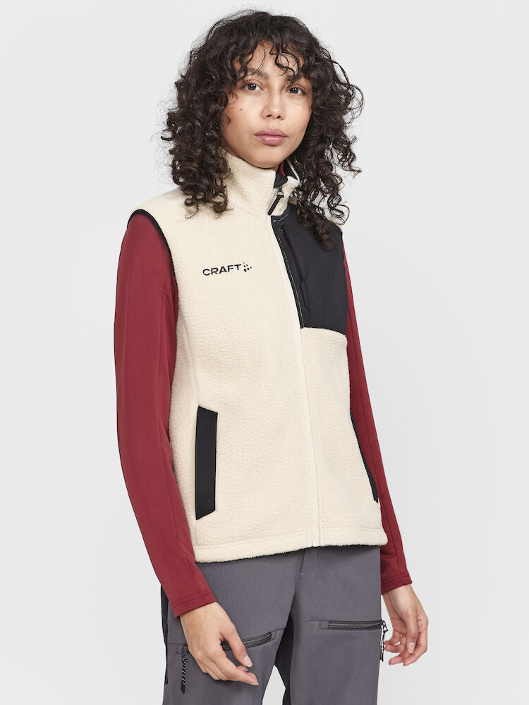 Craft - ADV Explore Pile Fleece Vest Woman, Ecru/Black