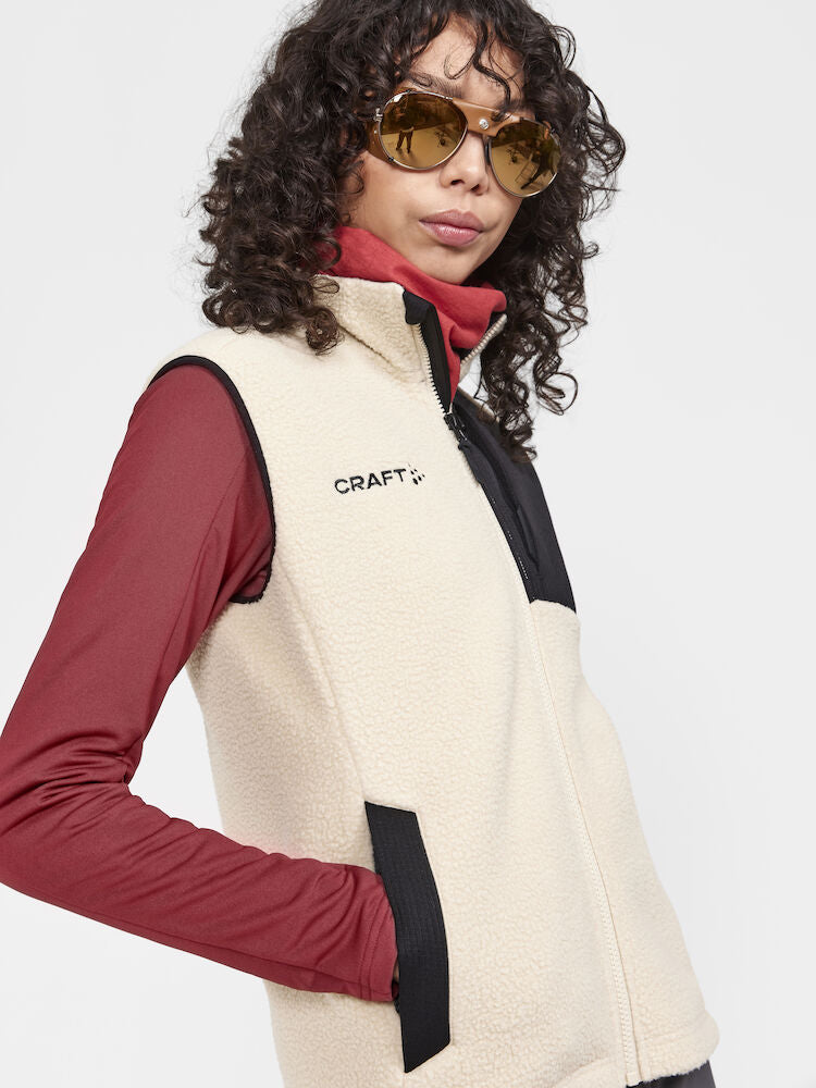 Craft - ADV Explore Pile Fleece Vest Woman, Ecru/Black